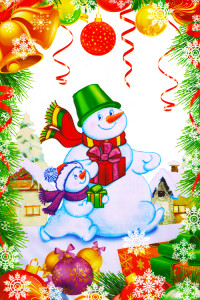 Пакет Новый год металл + рисунок  